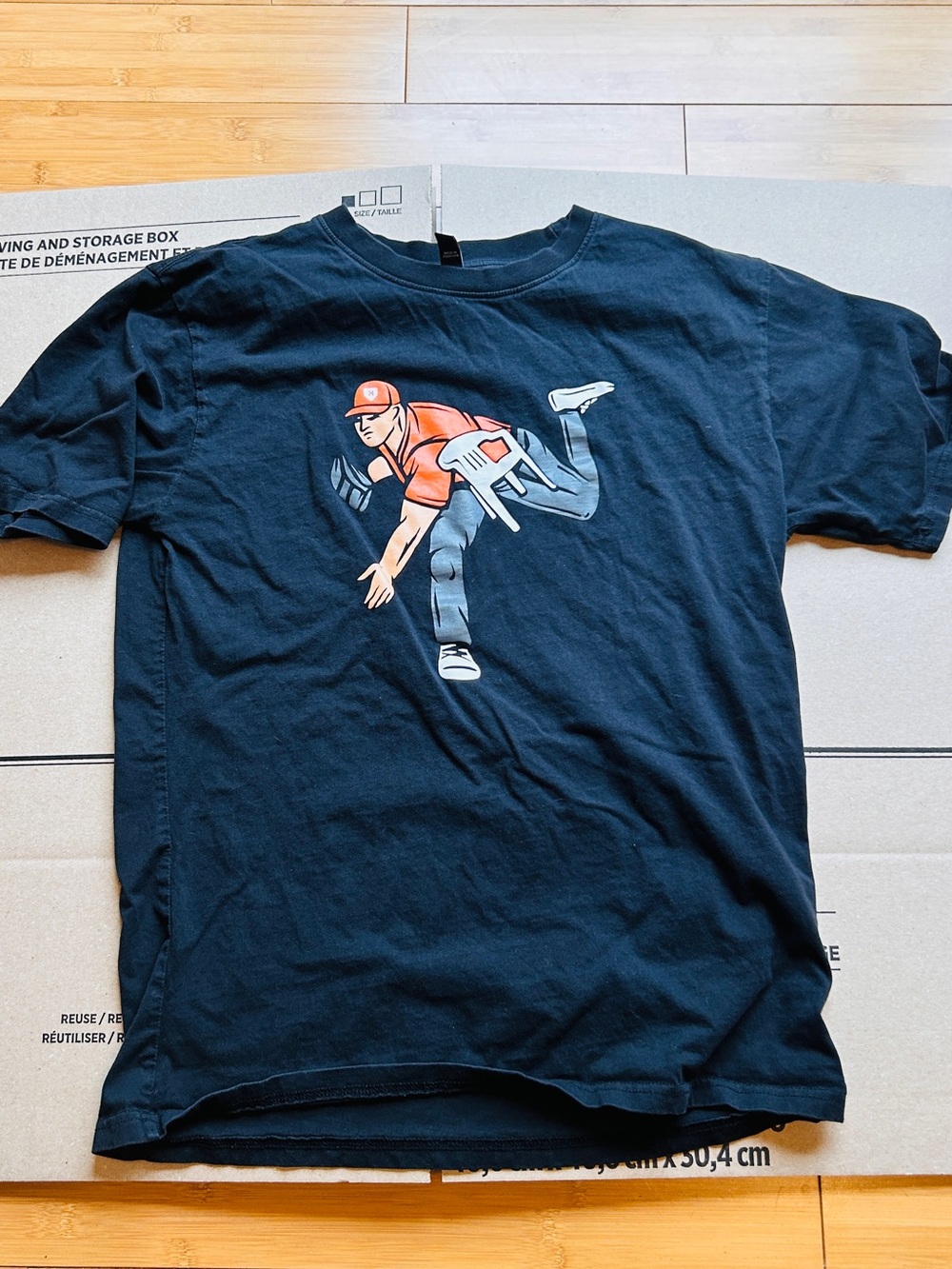 Black Graphic Tee with Left Hand Pitcher Design